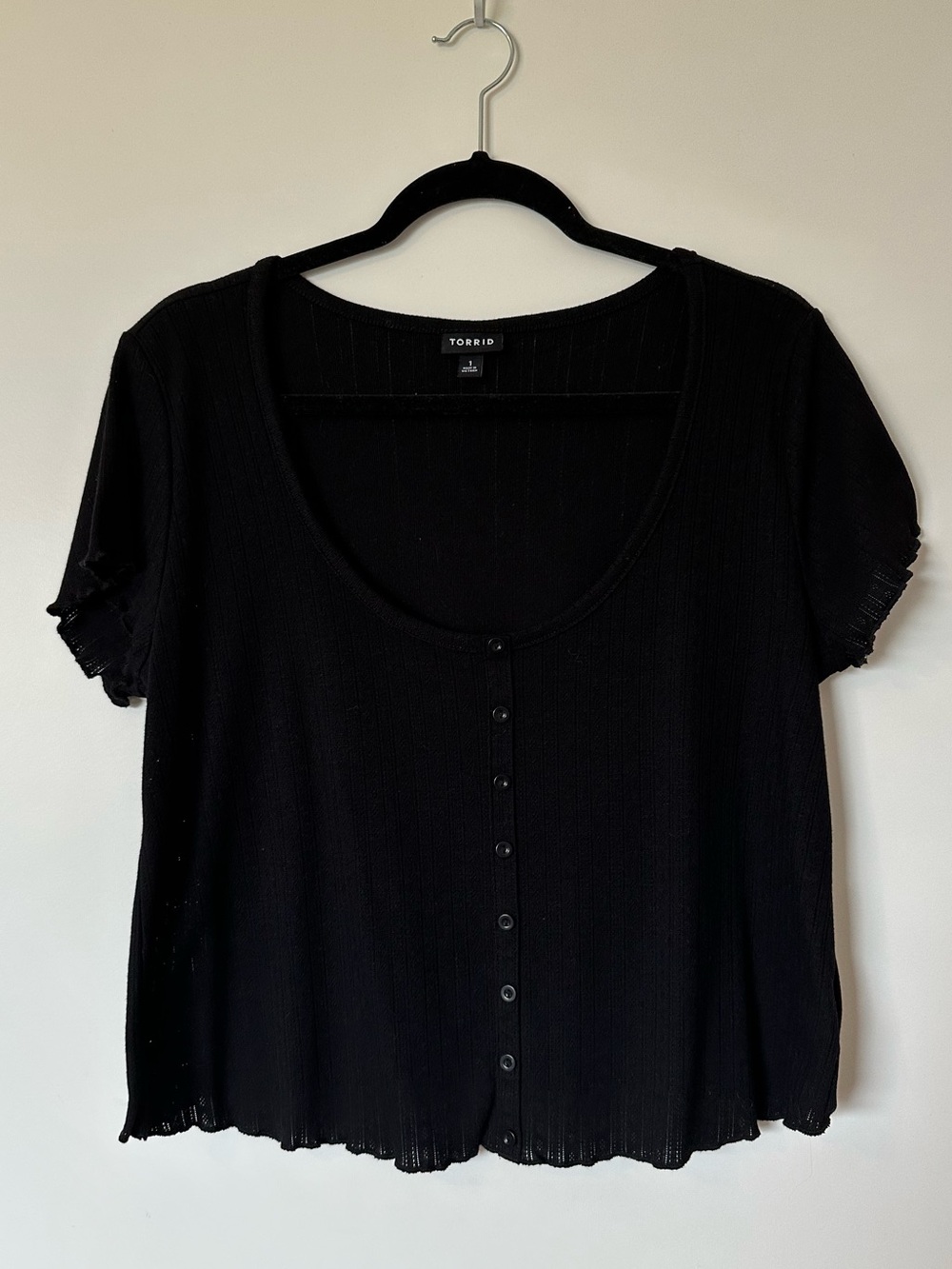 Torrid Cropped Pointelle Scoop Neck Shirt